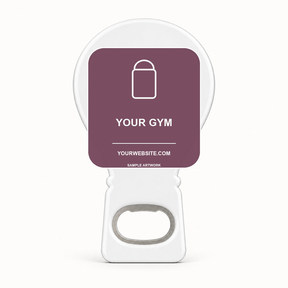 Gym Logo Bottle Opener Magnets — sample front artwork