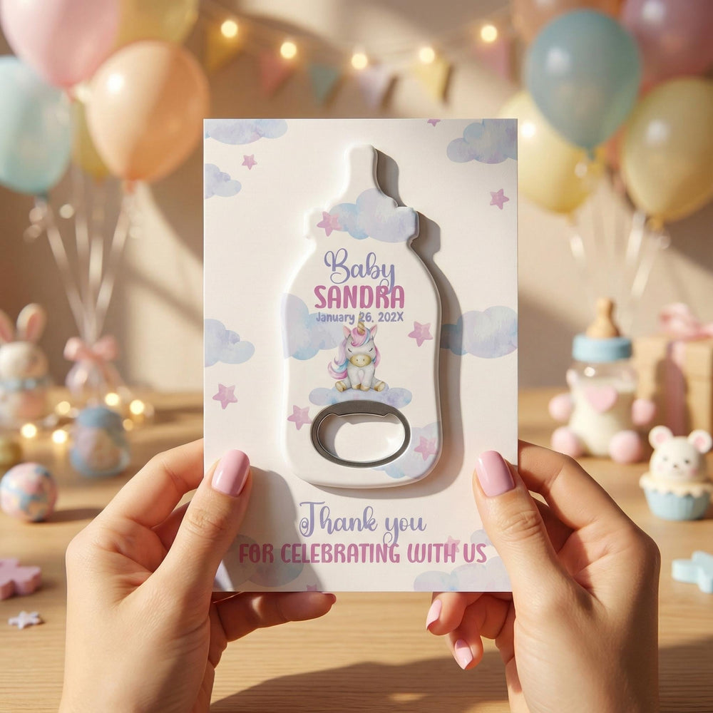 Unicorn Girl baby shower bottle opener magnet — featured product view