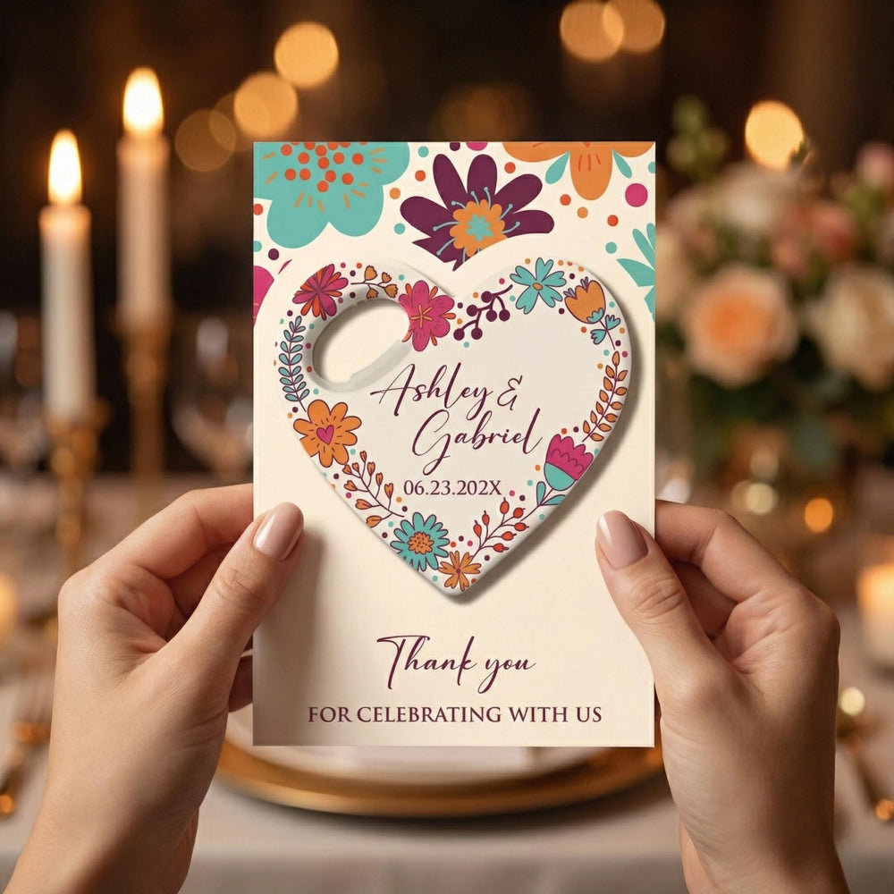 Floral Heart wedding bottle opener magnet — featured product view