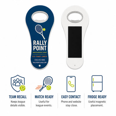 Amateur Sports League custom logo bottle opener magnet - product features