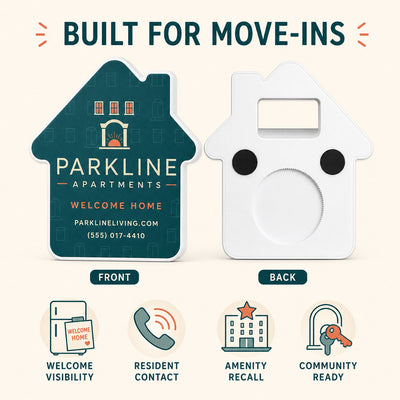Apartment Move-In custom logo bottle opener magnet - product features