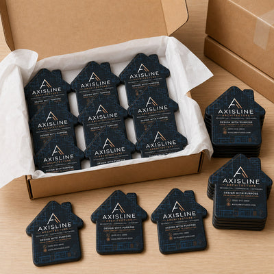 Architecture Firm custom logo bottle opener magnet - bulk order laid out before packing