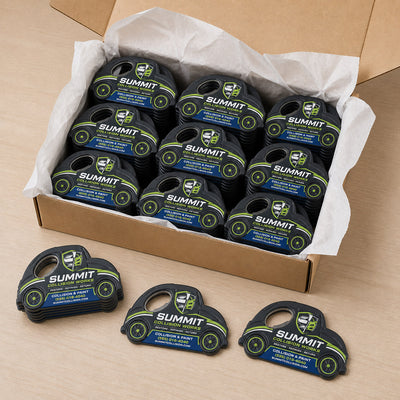 Auto Body Shop custom logo bottle opener magnet - bulk order laid out before packing