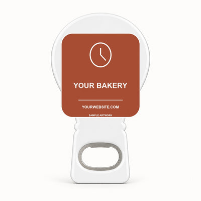 Bakery Logo Bottle Opener Magnets — sample front artwork