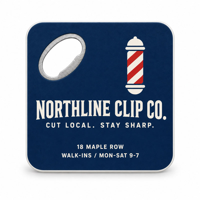 Barbershop Logo Bottle Opener Magnets