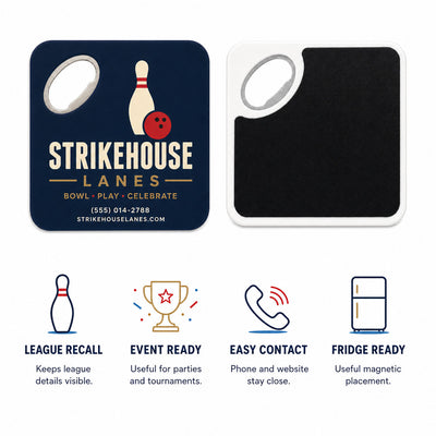 Bowling Alley custom logo bottle opener magnet - product features