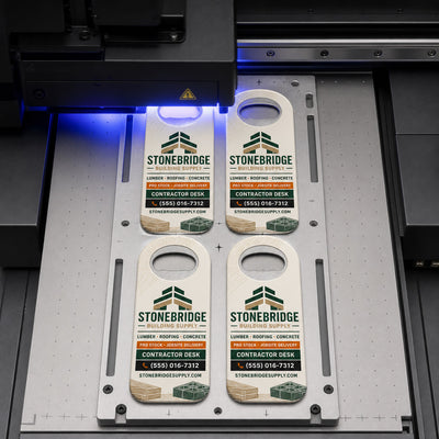 Building Supplier custom logo bottle opener magnet - close-up of the UV printed logo