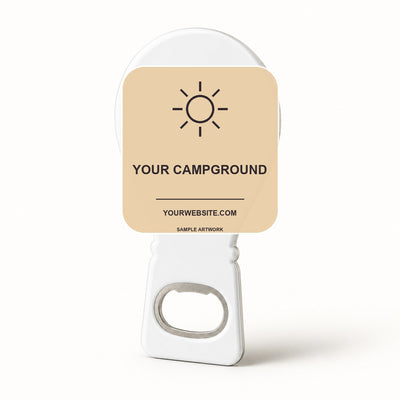Campground Souvenir Bottle Opener Magnets — alternate branded layout