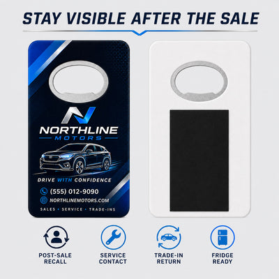 Car Dealership Promotional custom logo bottle opener magnet - product features
