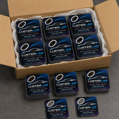 Car Detailing Logo custom logo bottle opener magnet - bulk order laid out before packing