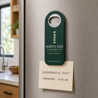 Chiropractic Clinic custom logo bottle opener magnet - promotional bottle opener magnet
