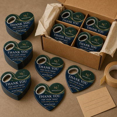 Client Thank You custom logo bottle opener magnet - bulk order laid out before packing