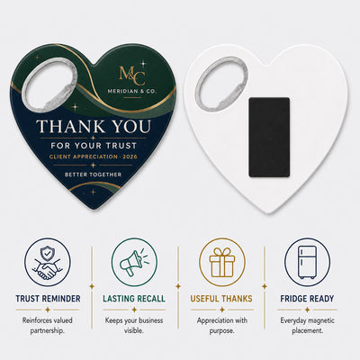 Client Thank You custom logo bottle opener magnet - product features