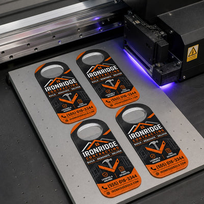 Contractor Logo custom logo bottle opener magnet - close-up of the UV printed logo