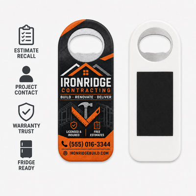 Contractor Logo custom logo bottle opener magnet - product features
