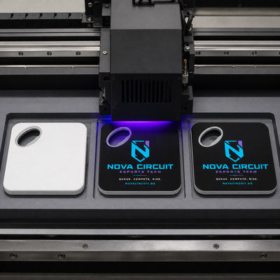 Esports Team custom logo bottle opener magnet - close-up of the UV printed logo