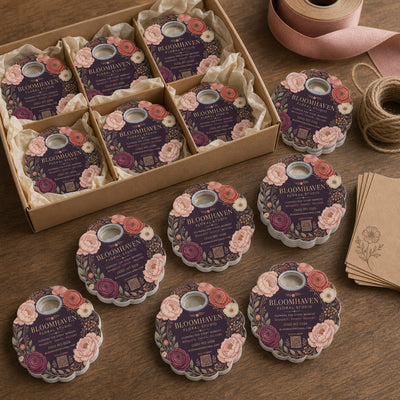 Florist Logo custom logo bottle opener magnet - bulk order laid out before packing