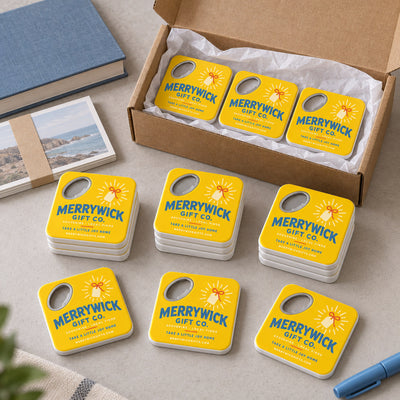 Gift Shop custom logo bottle opener magnet - bulk order laid out before packing
