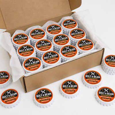 Hardware Store custom logo bottle opener magnet - bulk order laid out before packing
