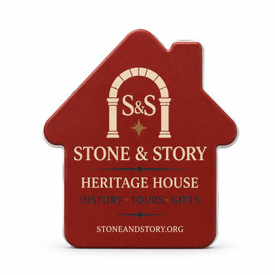 Heritage Site Gift Shop custom logo bottle opener magnet - front view of the printed promotional magnet