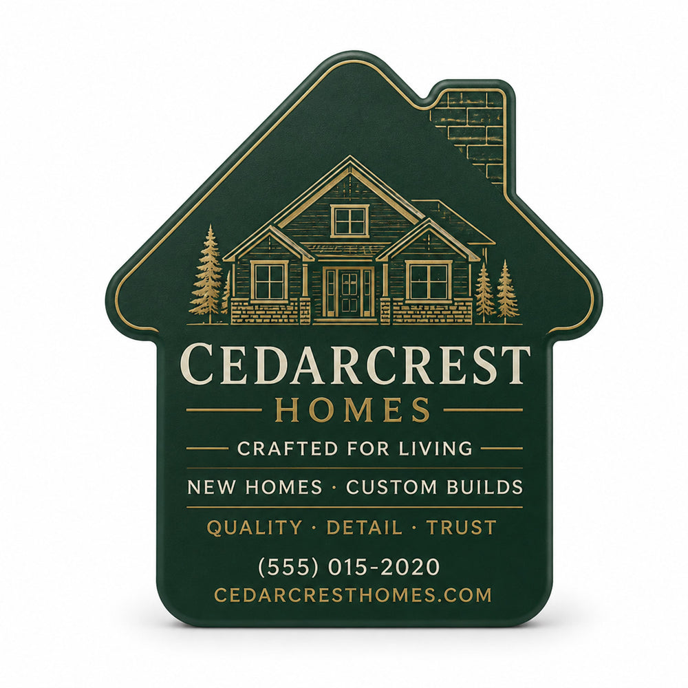 Home Builder Promotional custom logo bottle opener magnet - front view of the printed promotional magnet