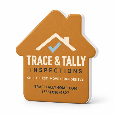 Home Inspector custom logo bottle opener magnet - front view of the printed promotional magnet