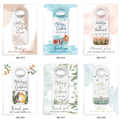Groom Illustration wedding bottle opener magnet — design catalog 3 of 4: six numbered MG design options