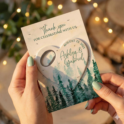 Forest Theme Heart Shape wedding bottle opener magnet — featured product view