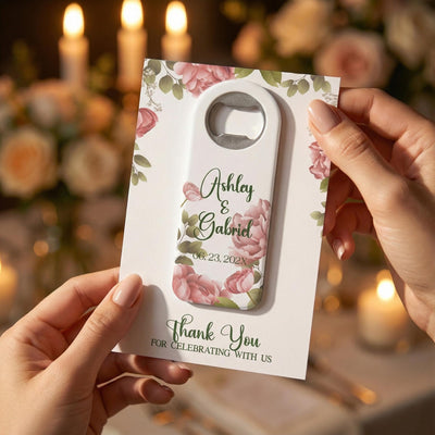 Floral Name wedding bottle opener magnet — featured product view