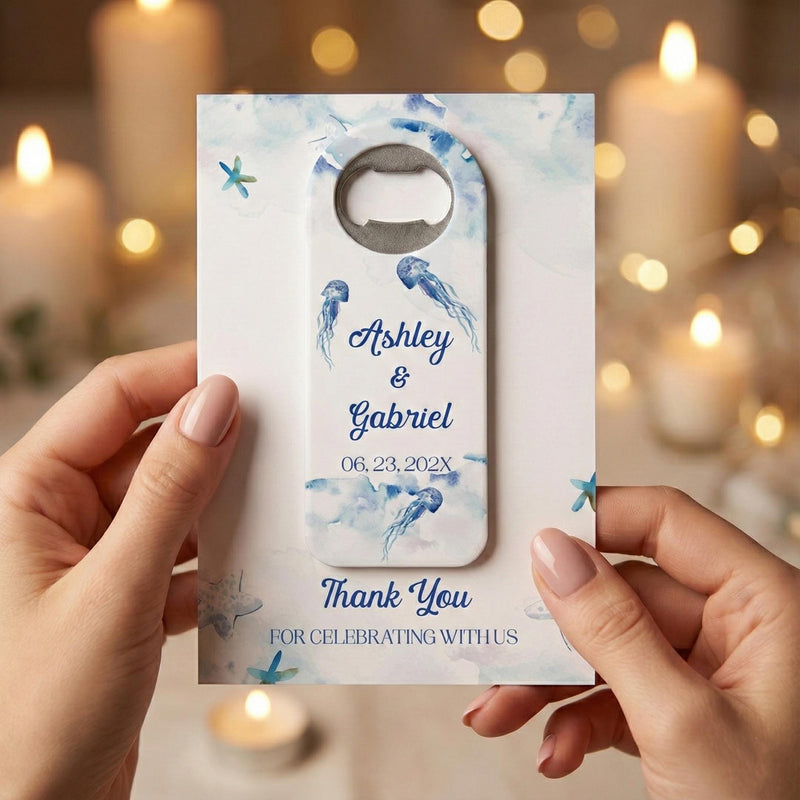 Jellyfish Theme Nautical Summer Beach Wedding Bottle Opener Magnets