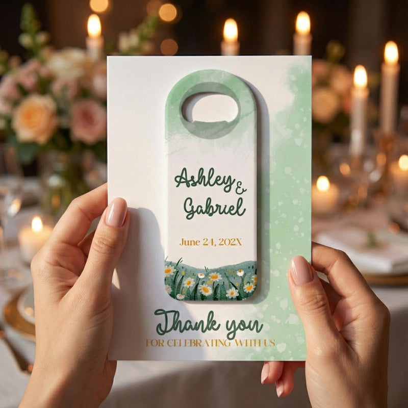 Floral Daisy Wedding Bottle Opener Magnets