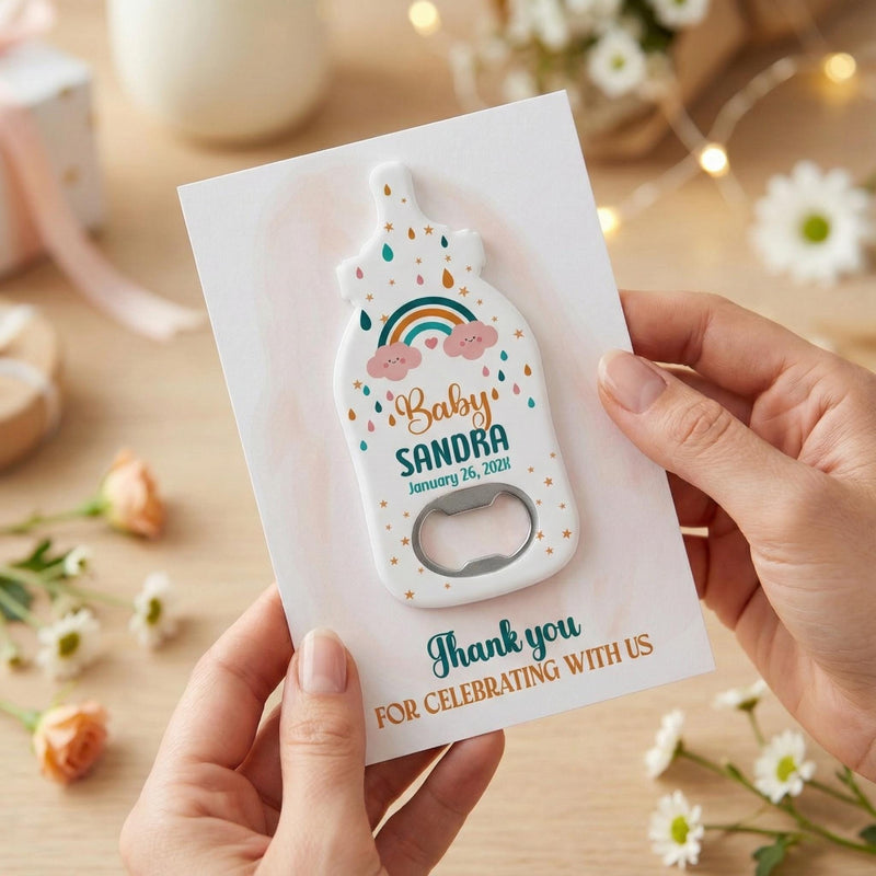 Rainbow Name Baby Shower Bottle Opener Magnets