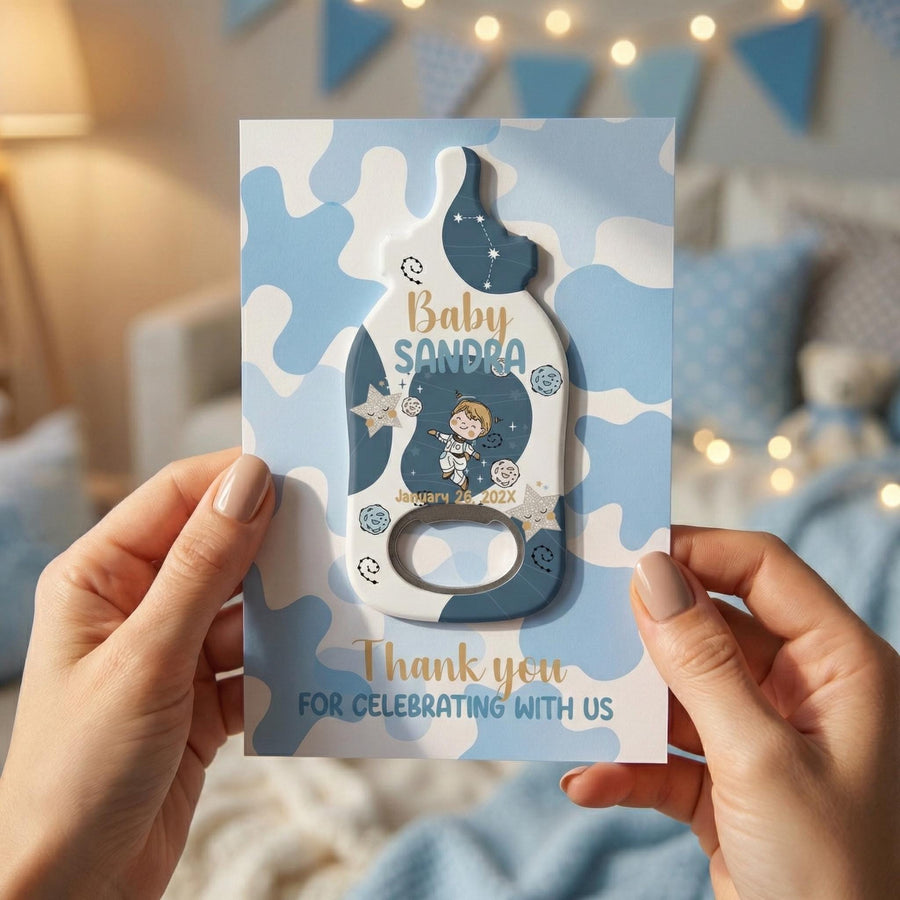 Astronaut Space Theme Baby Shower Bottle Opener Magnets