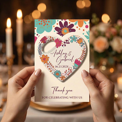 Floral Heart wedding bottle opener magnet — featured product view