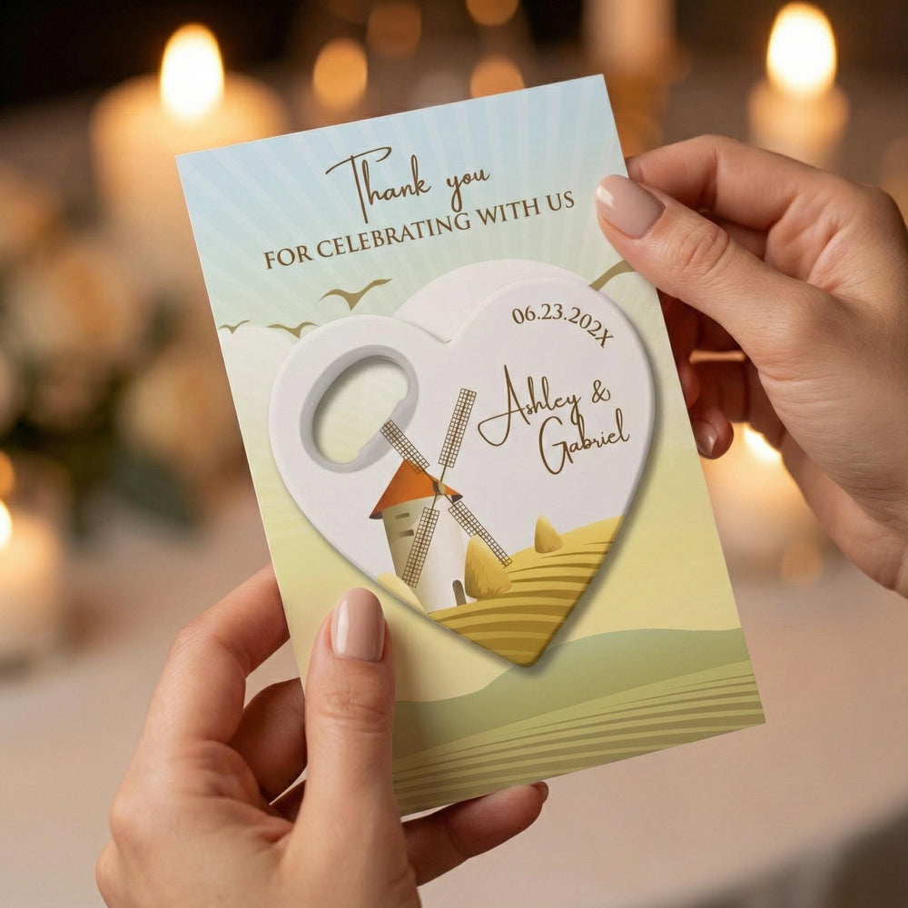 Heart wedding bottle opener magnet — featured product view