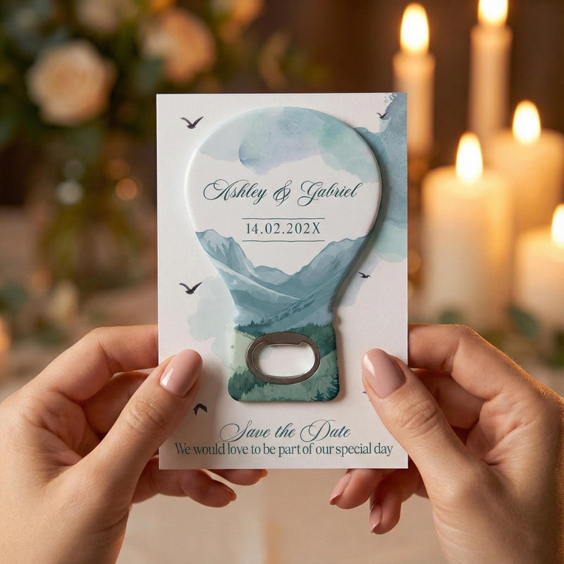 Hot Air Balloon Save the Date Bottle Opener Magnets