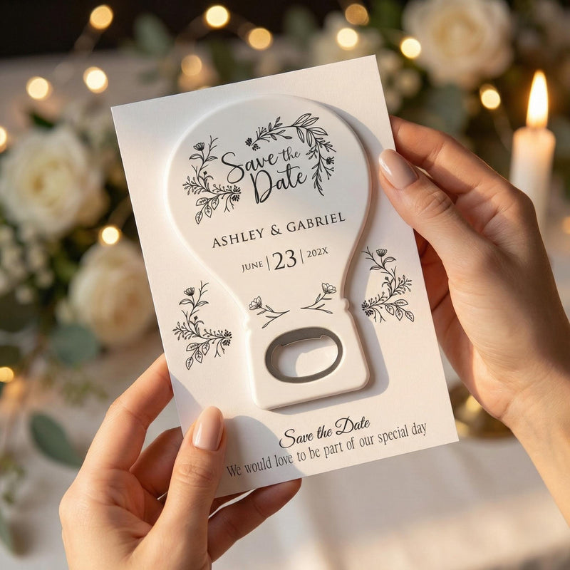 Botanical Calendar Save the Date Bottle Opener Magnets