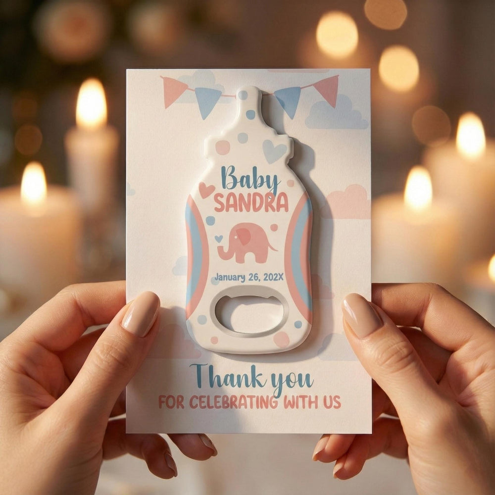 Elephant baby shower bottle opener magnet — featured product view