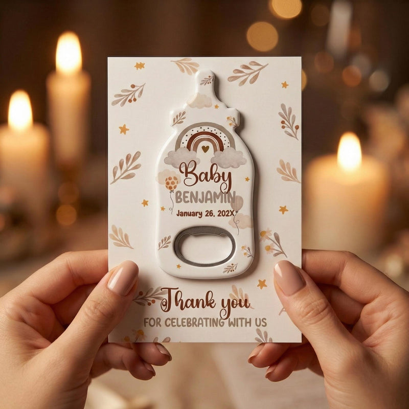 Boho Rainbow Baby Shower Bottle Opener Magnets