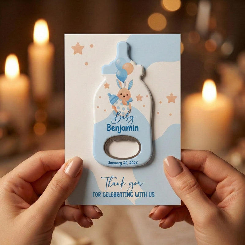 Blue Bunny Baby Shower Bottle Opener Magnets