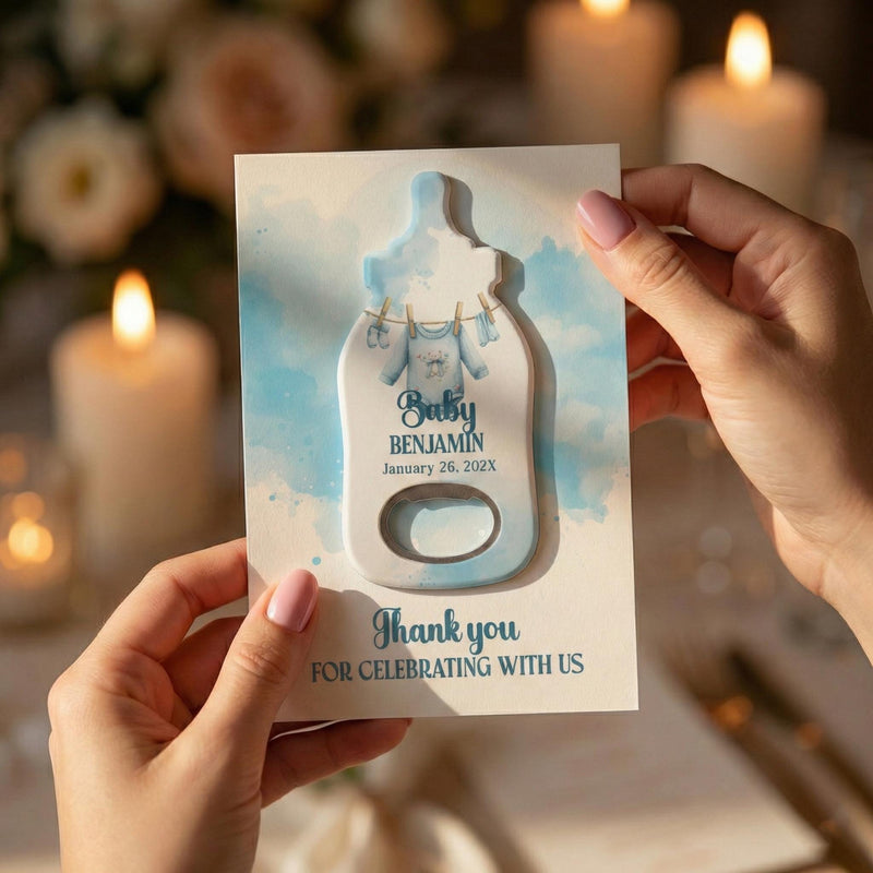 Watercolor Baby Clothes Baby Shower Bottle Opener Magnets