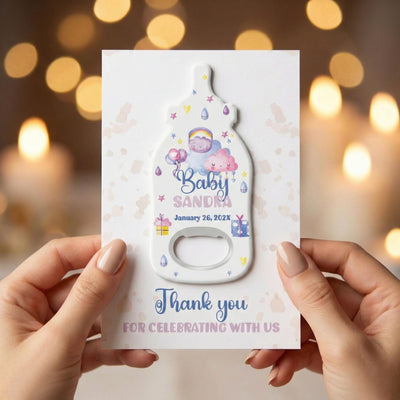 Pastel Celebration Icons baby shower bottle opener magnet — featured product view