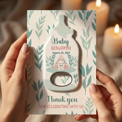 Sage Leaf baby shower bottle opener magnet — featured product view