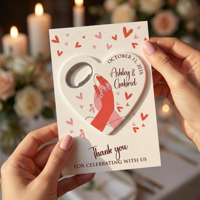 Heart Integrated Names wedding bottle opener magnet — featured product view