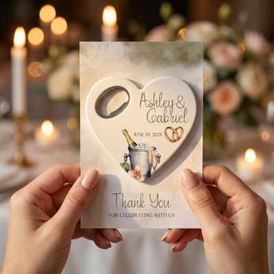 Heart Shaped Champagne wedding bottle opener magnet — featured product view