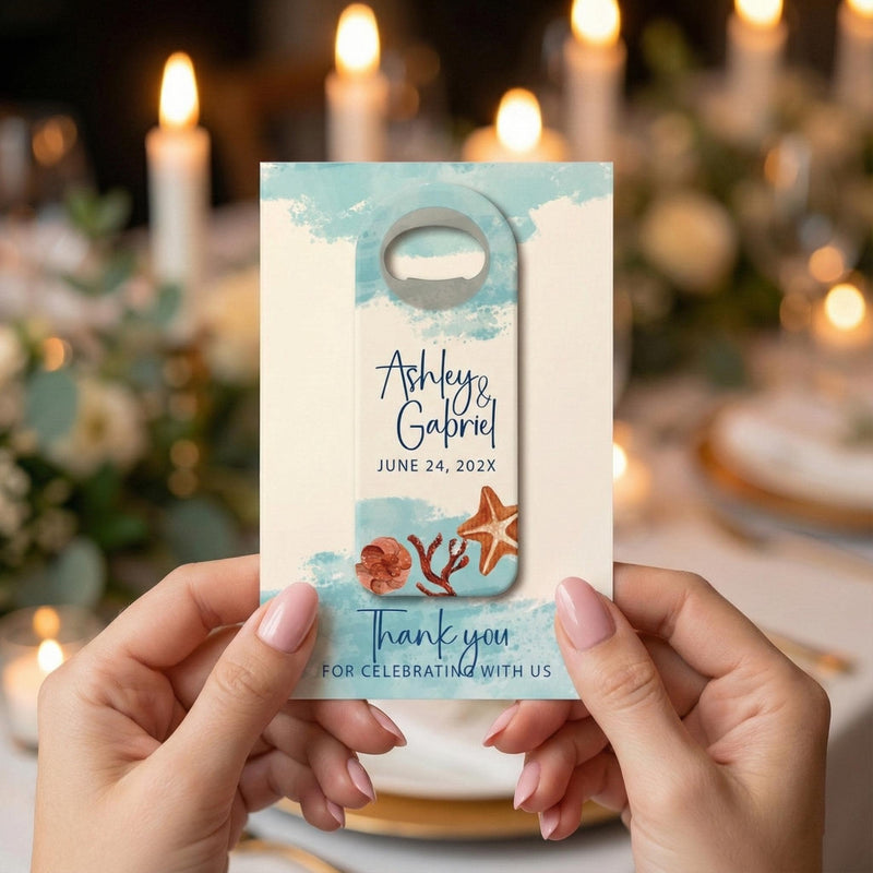 Tropical Beach Sea Star Wedding Bottle Opener Magnets