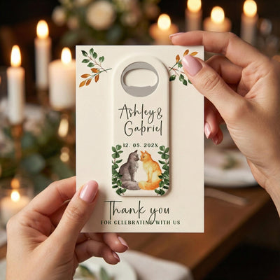 Cat Illustration Animal Lovers wedding bottle opener magnet — featured product view