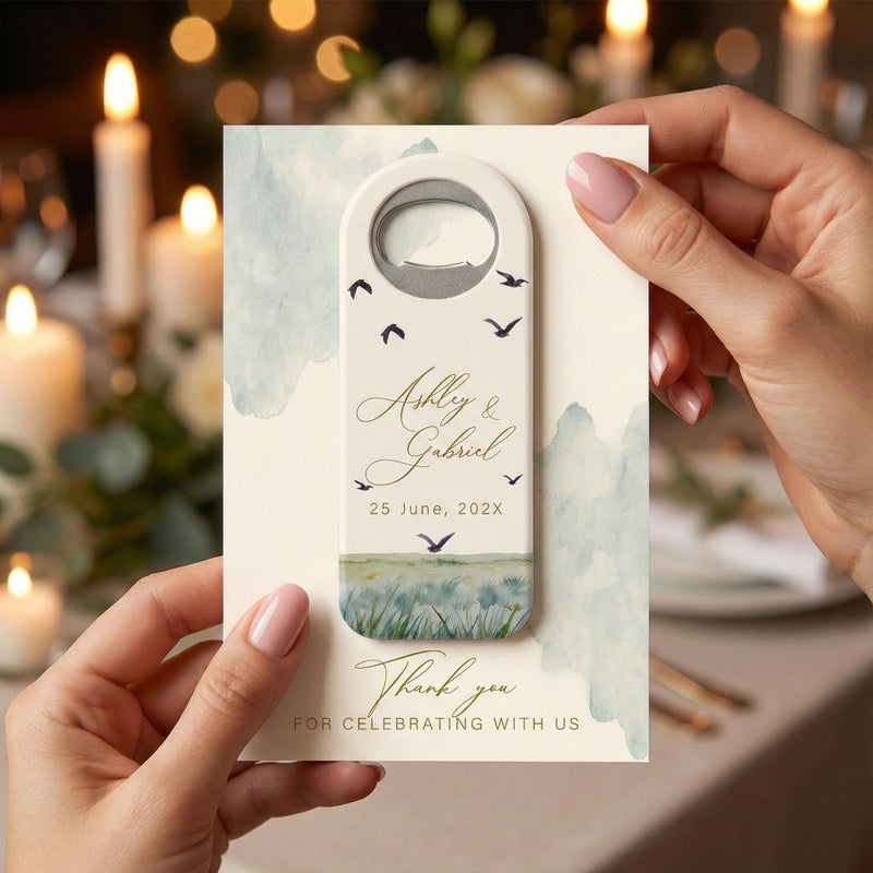 Minimalist Wedding Bottle Opener Magnets