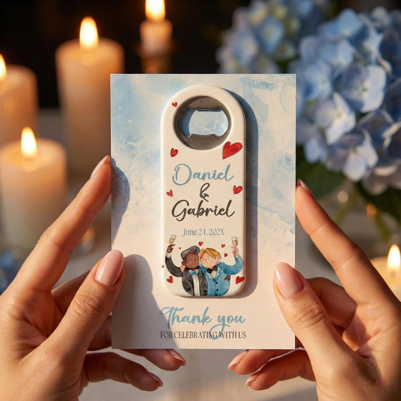 Groom Illustration Wedding Bottle Opener Magnets