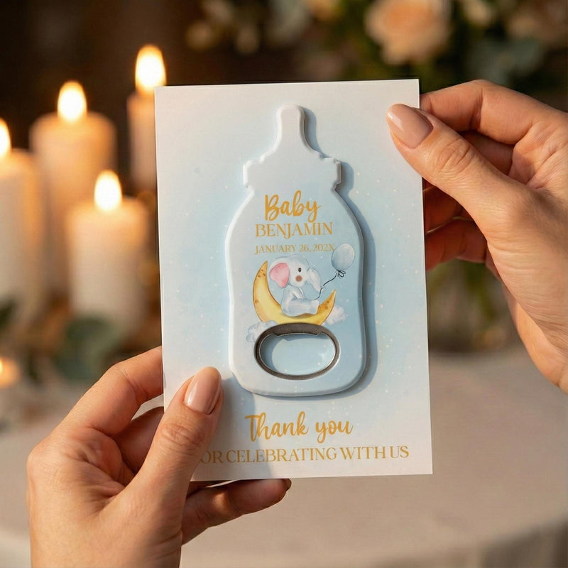 Cute Elephant Moon Baby Shower Bottle Opener Magnets